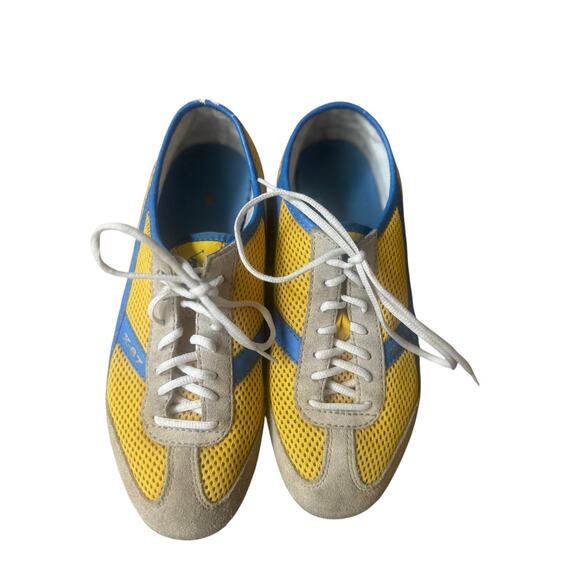 Vintage Polo Ralph Lauren | Yellow + Blue Round Toe Trainers | Size 7.5B - Picture 2 of 8